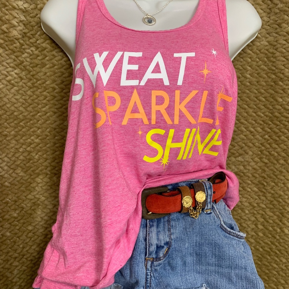 Pink 'Sweat Sparkle Shine' Graphic Tank Top